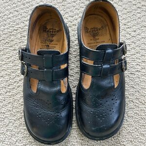 Dr. Martens Black Smooth Leather Mary Jane Shoes